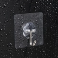 Waterproof black square adhesive wall hook with transparent floral base and metal hook - Transparent Hook