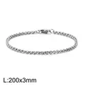 Punk style silver stainless steel link chain bracelet for men and women, 200x3mm size - 3mm-20cm(KB126597-Z) / Silver