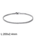 Pulsera de cadena rolo de acero inoxidable plateado con cierre de langosta 200x2,4mm - Estilo Plateado de 2.4mm de Ancho (KB126596-Z)