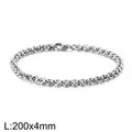 Zilveren roestvrijstalen Rollo-kettingarmband met karabijnsluiting, 200mm lang en 4mm breed - Zilveren 4mm Rolo Ketting (KB126598-Z) / L:200x4mm