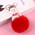 Llavero navideño de muñeco de nieve con pompón rojo y cierre de langosta dorado - Papá Noel Estilo D