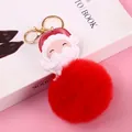 Llavero de Papá Noel con pompón rojo grande de piel sintética y cierre de oro - Papá Noel Estilo B