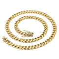 Gold-plated Cuban link necklace and bracelet set with micro-pave cubic zirconia clasp - Gold