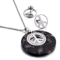 Set gioielli in titanio oro con collana e orecchini segno della pace in acrilico tartarugato - Segno della Pace Argento (KS51277-K)
