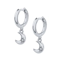 S925 sterling silver moon hoop earrings with crystal star pendant for women - Silver Star Moon