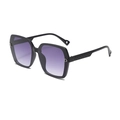 Fashionable square black sunglasses with purple gradient lenses and diamond pattern arms - Black Frame Gradient Gray Lens