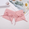 Pink velvet jewelry pouch with elegant bow ribbon for rings and necklaces - 8*8cm / Pink