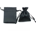 Set of two black satin drawstring pouches for elegant jewelry and gift storage - 7x9cm / Black