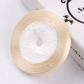 Champagne gold 6mm satin ribbon roll with silk sheen for gift wrapping and hair crafts - Beige