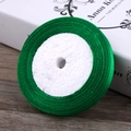 Deep green 6mm satin ribbon roll with silk texture for gift wrapping and hair bows - Green