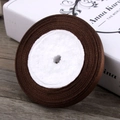 6mm wide brown satin ribbon roll with glossy finish for gift wrapping and DIY crafts - Coffee