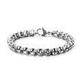 Classic silver-toned stainless steel box chain bracelet for men with lobster clasp - 7mm Width 200mm Length (KB126594-Z)