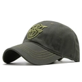 Olive green cotton baseball cap with 3D embroidery and durable curved brim - Army Green