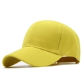 Detail of a bright yellow cotton baseball cap showing twill fabric texture and stitched eyelets - Light Yellow