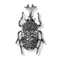 Elegant insect beetle brooch pin with dark grey rhinestones in gunmetal finish - Gray