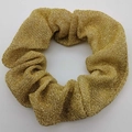 Sparkly gold scrunchie with metallic glitter fabric and high elasticity for women - Beige