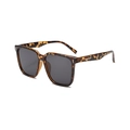 Retro tortoiseshell square frame sunglasses with dark lenses and metal accents - Tortoise Frame Gray Lens