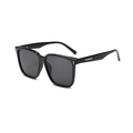 Classic black oversized square sunglasses with deep grey lenses and silver metal rivets - Black Frame Grey Lens