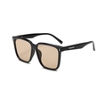 Retro oversized square sunglasses with black frames and light brown tinted lenses - Black Frame Tea Lens