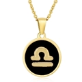 Dettaglio del ciondolo Bilancia in acciaio inossidabile oro 18K e smalto nero - Bilancia (Con Catena)