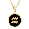 Collana in acciaio inossidabile dorato con pendente Acquario e intarsio in smalto nero - Acquario (Con Catena)