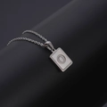 Minimalist silver stainless steel necklace with square white shell letter O pendant - Silver Letter O