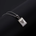 Silver stainless steel necklace with square mother of pearl pendant featuring letter W - Silver Letter W