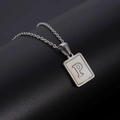 Silver stainless steel necklace with shell pendant featuring the letter P - Silver Letter P