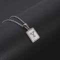 Minimalist silver stainless steel necklace with a square shell pendant featuring letter Y - Silver Letter Y