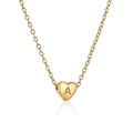Gold stainless steel heart pendant necklace with letter A engraving on white background - Heart Initial A Style (A)