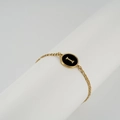 Gold stainless steel bracelet with black oval pendant featuring gold letter I detail - Black I