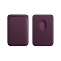 Slim plum purple leather magnetic card holder for iPhone MagSafe in dual view - Cerise