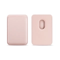 Light pink leather MagSafe magnetic card wallet for iPhone with front and back views - Dusty Pink