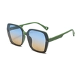 Fashion oversized sunglasses with green frames, gradient lenses, and glitter side details - Green Frame Blue Gradient Yellow Lens