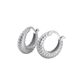 Polished S925 sterling silver hoop earrings with a beaded dot textured surface design - Silver Bubble Texture Hoop (14)