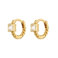 Orecchini a cerchio a torsione in argento 925 dorato con zircone quadrato scintillante - Oro