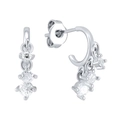 Orecchini a perno minimalisti in argento S925 con tre zirconi in vista frontale e laterale - Argento