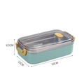 Mint green stainless steel bento lunch box with dimensions 22x12x6.5cm and airtight lid - 800ml Single Layer / Vanilla Green