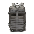 Close-up of durable nylon tactical backpack with Molle system and grey fabric texture - Gray (With American Flag Patch)