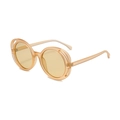 Retro oversized round sunglasses in amber frames with translucent yellow lenses - Matte Tea Frame Light Tea Lens