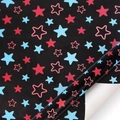 Gift wrapping paper with red and blue stars on a black background for holiday DIY - Colorful Stars