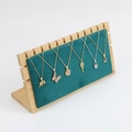 Minimalist bamboo jewelry display stand with dark green velvet for necklace storage - Flannelette / Large Non-detachable / Dark Green