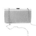 Silver pleated glitter evening clutch bag with metal chain strap for women - Pleated Glitter Style / Silver