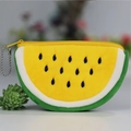 Cute yellow watermelon plush coin purse with fine embroidery and metal chain strap - Semi-circular Yellow Watermelon