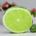 Cute plush coin purse featuring a vibrant green lime slice design with metal chain - Green Pomelo