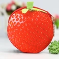 Cute plush strawberry coin purse with red zipper closure and metal bead chain strap - Strawberry
