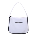 White nylon shoulder bag with black trim and MEIXIAOMEI text for women - White