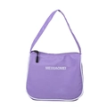 Purple nylon shoulder bag with white trim and MEIXIAOMEI logo on white background - Purple