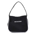 Black nylon underarm bag with white MEIXIAOMEI lettering and contrast piping - Black