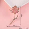 Macro shot of tulip flower brooch with pink cat's eye stone and size 65mm x 33mm - D963 Gemstone Rose (Pink)
